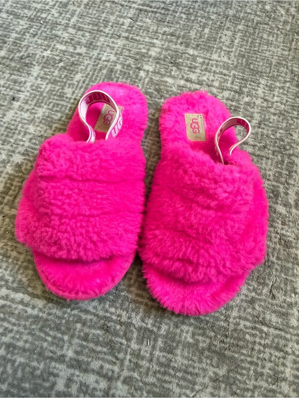 UGG Kids Hot Pink Fuzzy Slippers